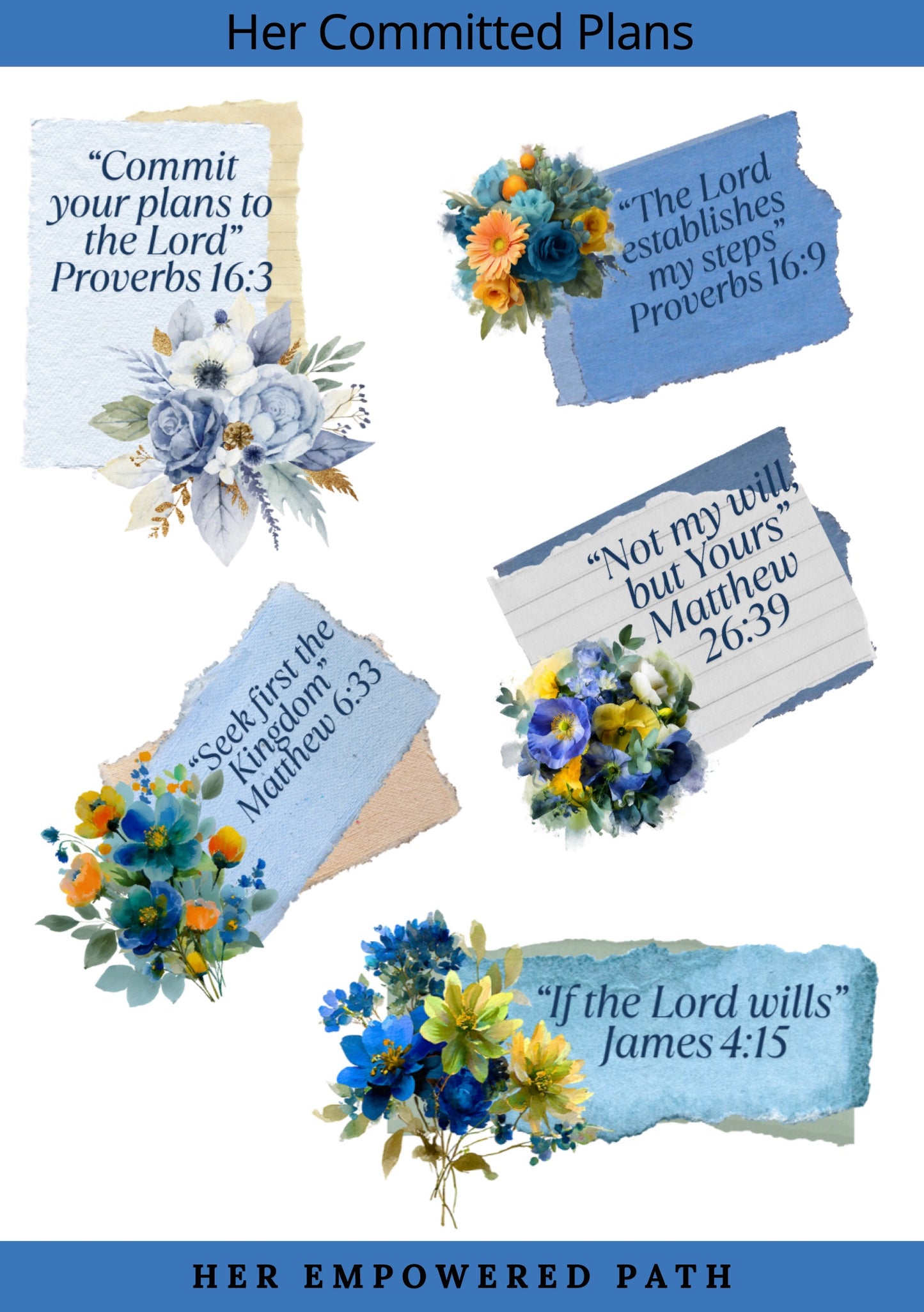 Her Committed Plans Digital Sticker Collection | Digital Black Girl Christian Stickers for Goodnotes, iPad & Digital Planners/ Faith Digital Stickers