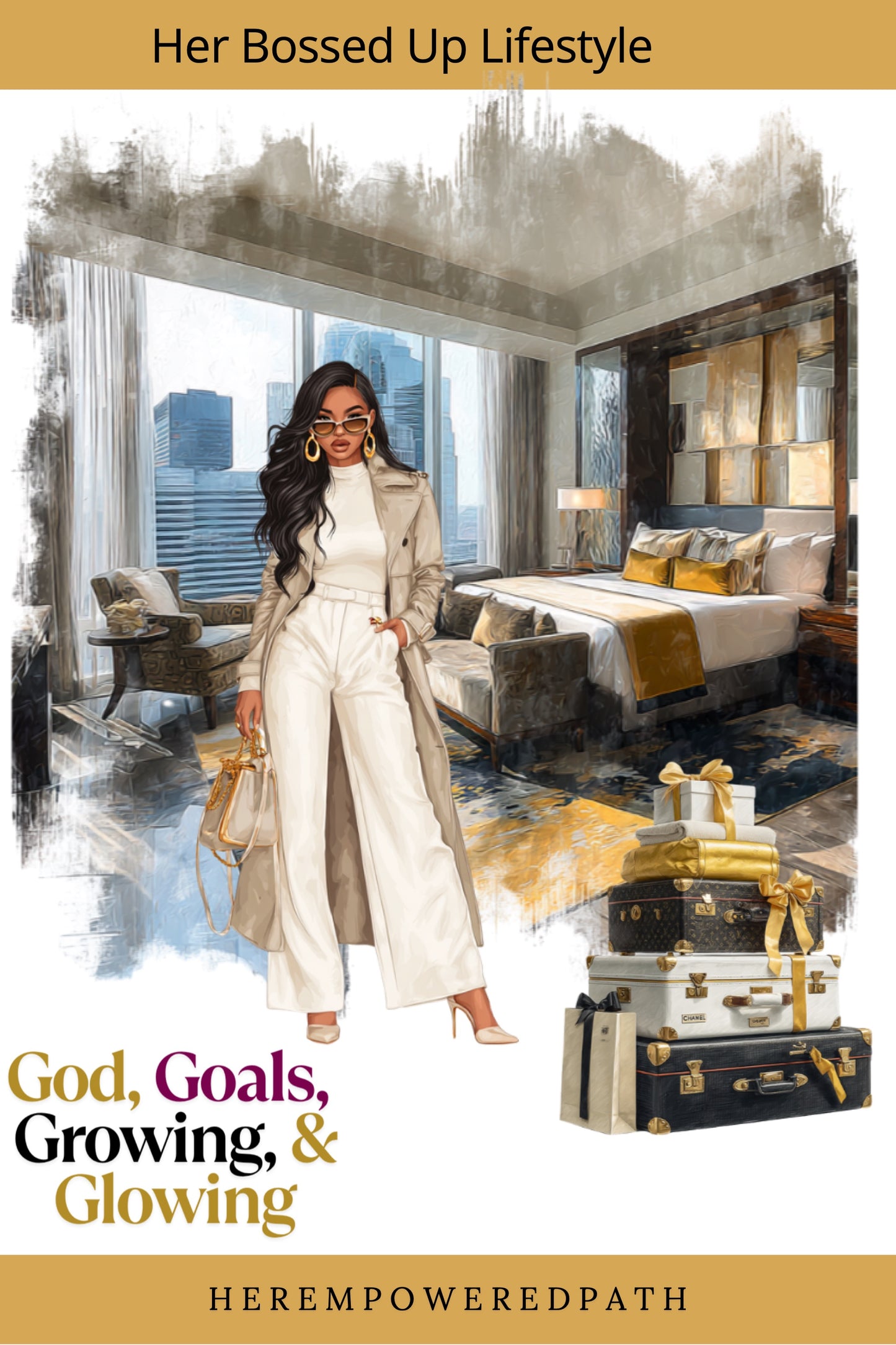 Her Bossed Up Lifestyle Digital Sticker Collection| Digital Black Girl Planner Stickers for Goodnotes, iPad & Digital Planners/ Digital Stickers