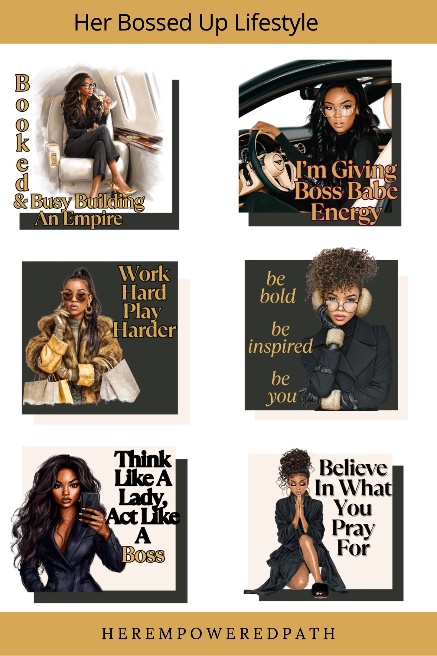 Her Bossed Up Lifestyle Digital Sticker Collection| Digital Black Girl Planner Stickers for Goodnotes, iPad & Digital Planners/ Digital Stickers