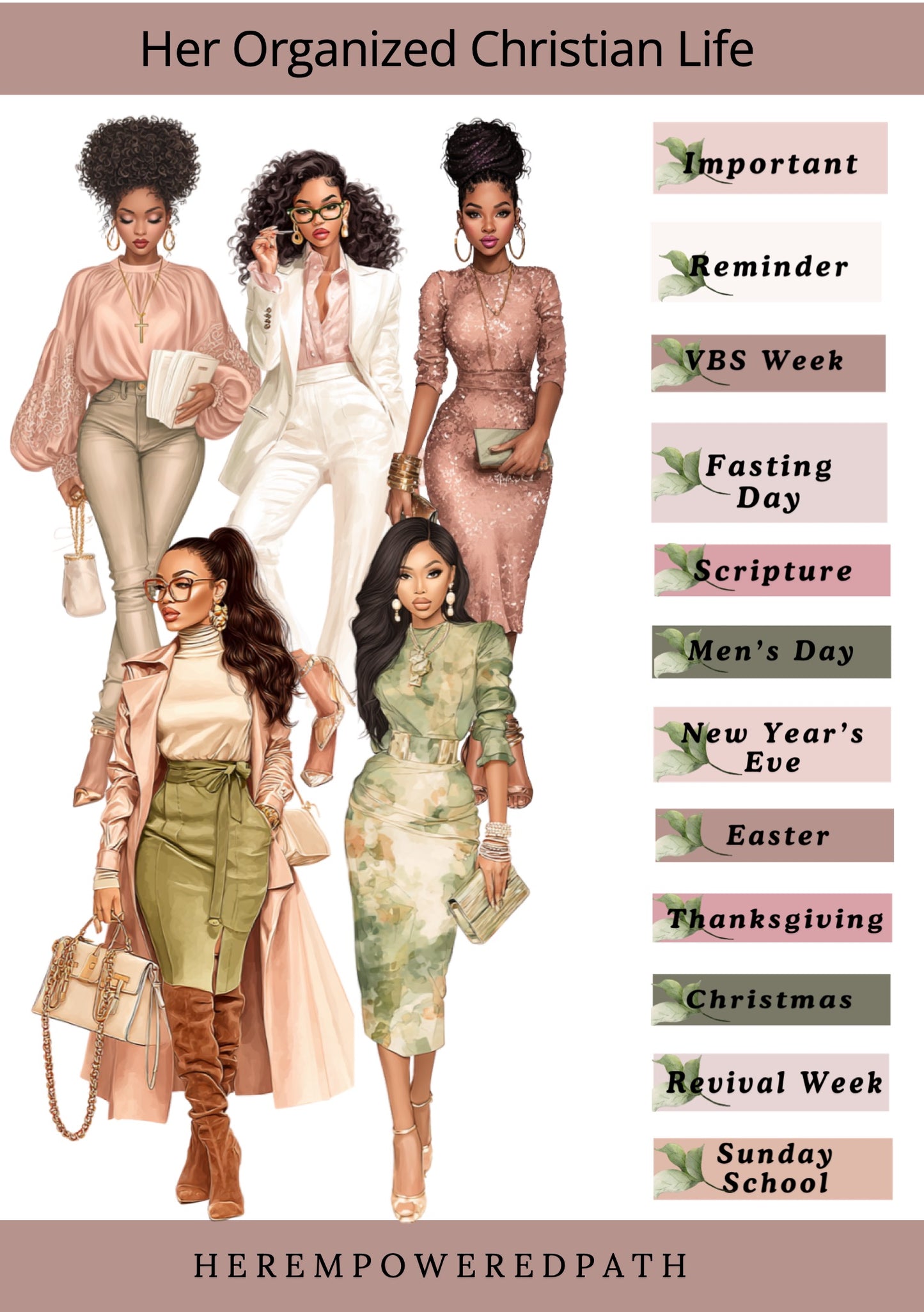 Her Organized Christian Life| Digital Black Girl Christian Stickers for Goodnotes, iPad & Digital Planners/ Faith Digital Stickers