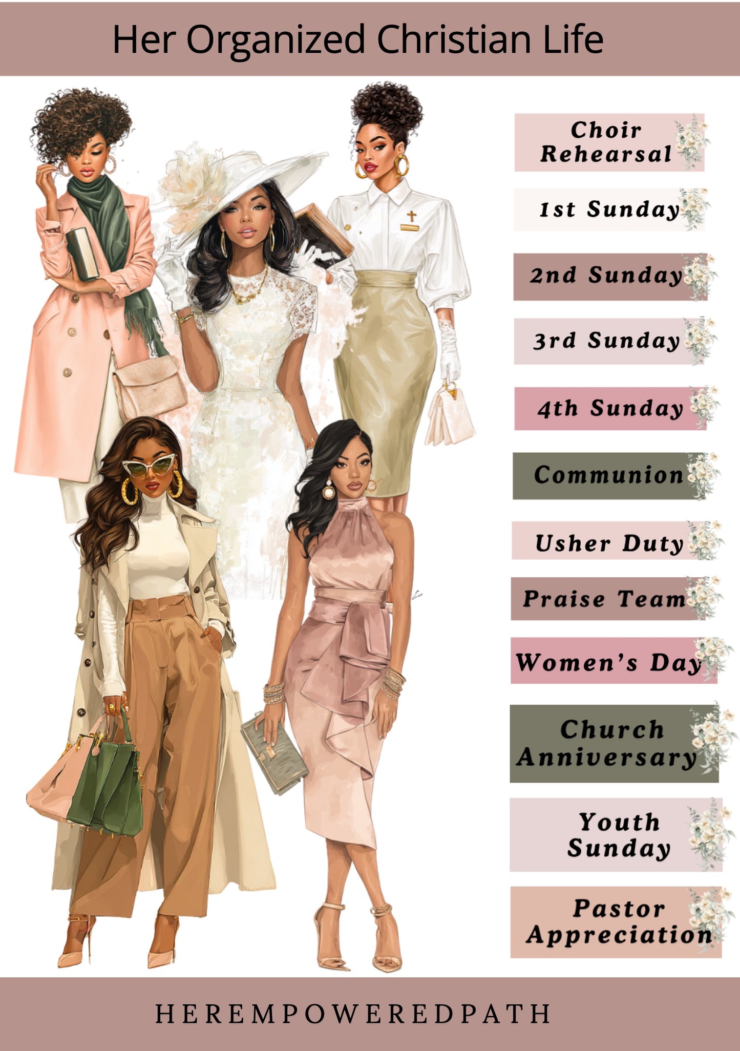 Her Organized Christian Life| Digital Black Girl Christian Stickers for Goodnotes, iPad & Digital Planners/ Faith Digital Stickers