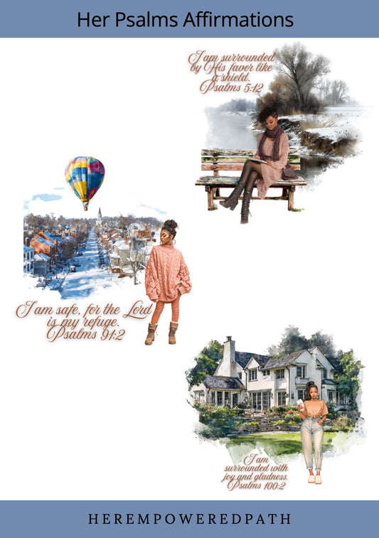 Her Psalms Affirmations  Digital Sticker Collection | Digital Black Girl Luxury Stickers for Goodnotes, iPad & Digital Planners/ Digital Stickers
