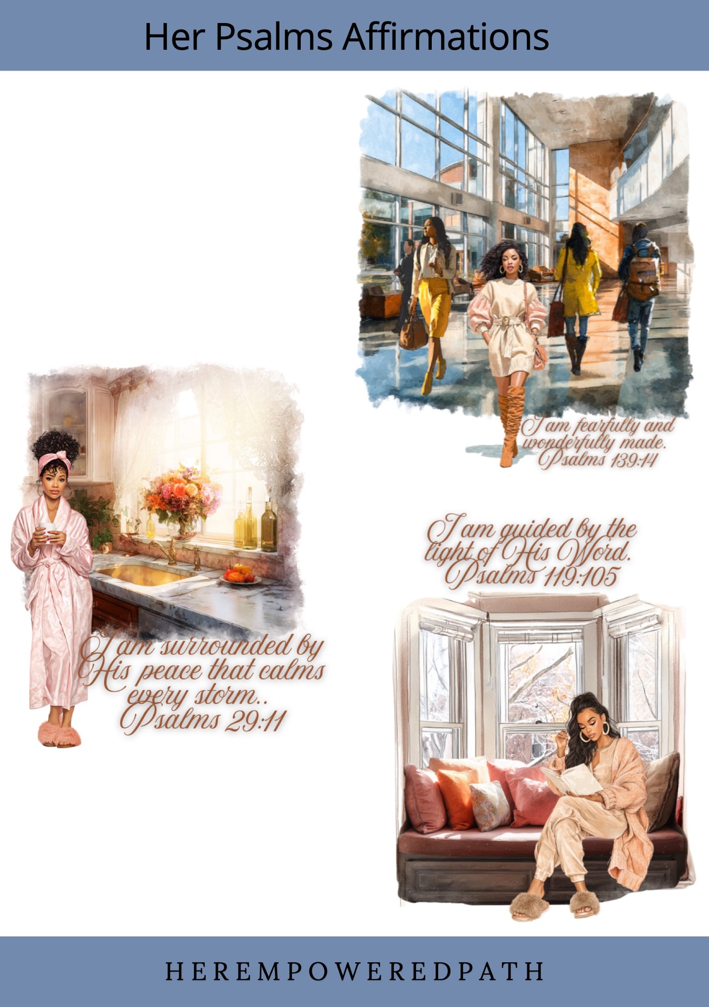 Her Psalms Affirmations  Digital Sticker Collection | Digital Black Girl Luxury Stickers for Goodnotes, iPad & Digital Planners/ Digital Stickers
