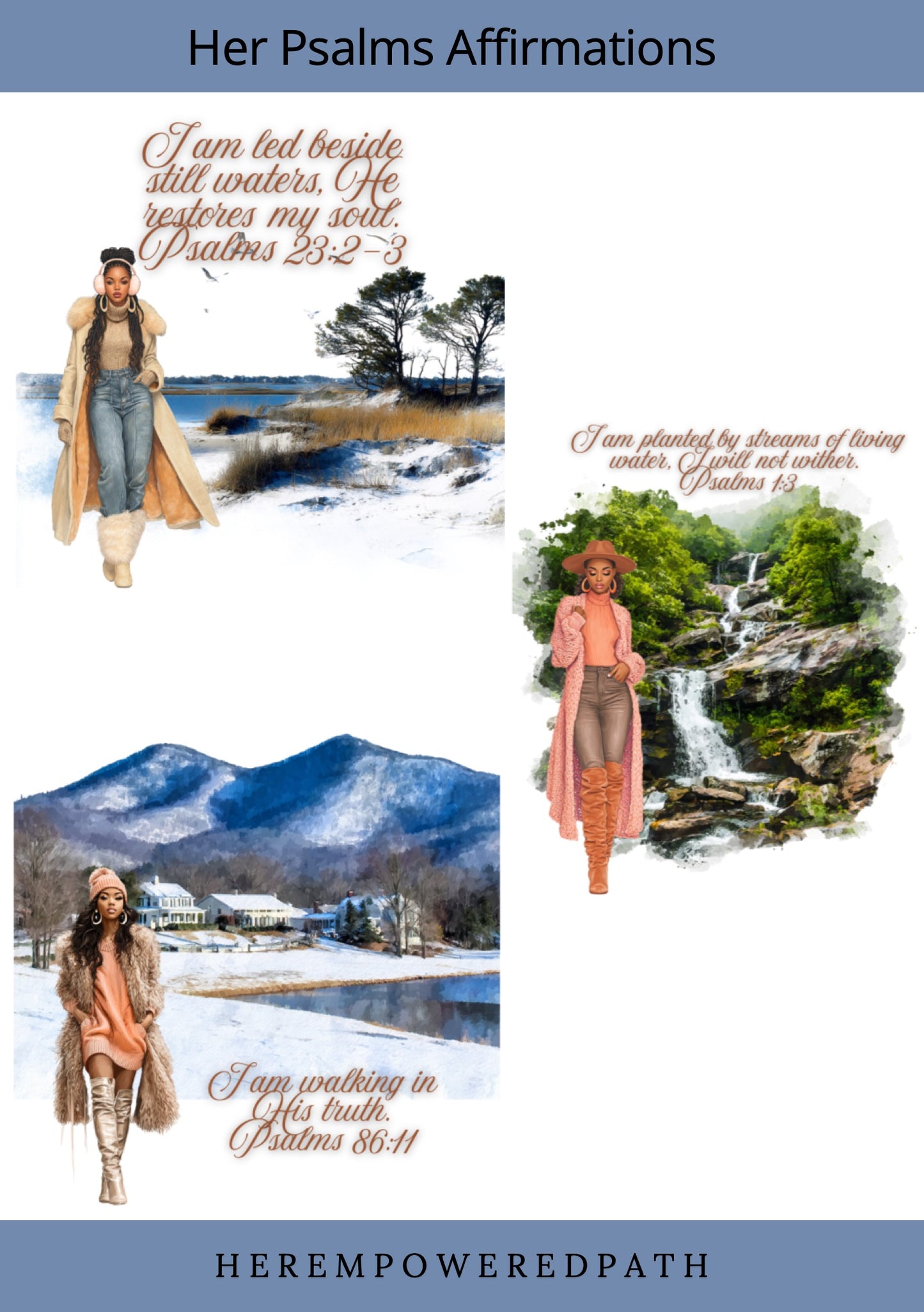 Her Psalms Affirmations  Digital Sticker Collection | Digital Black Girl Luxury Stickers for Goodnotes, iPad & Digital Planners/ Digital Stickers