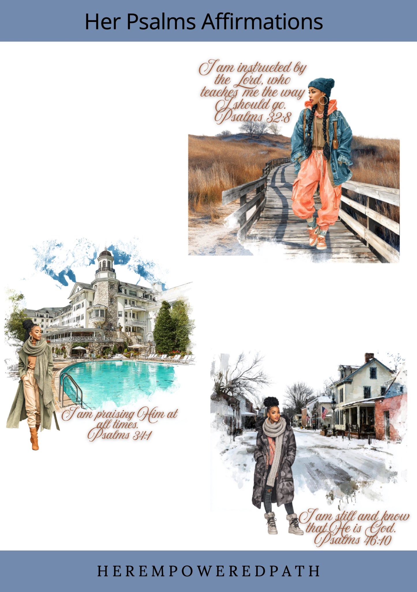 Her Psalms Affirmations  Digital Sticker Collection | Digital Black Girl Luxury Stickers for Goodnotes, iPad & Digital Planners/ Digital Stickers
