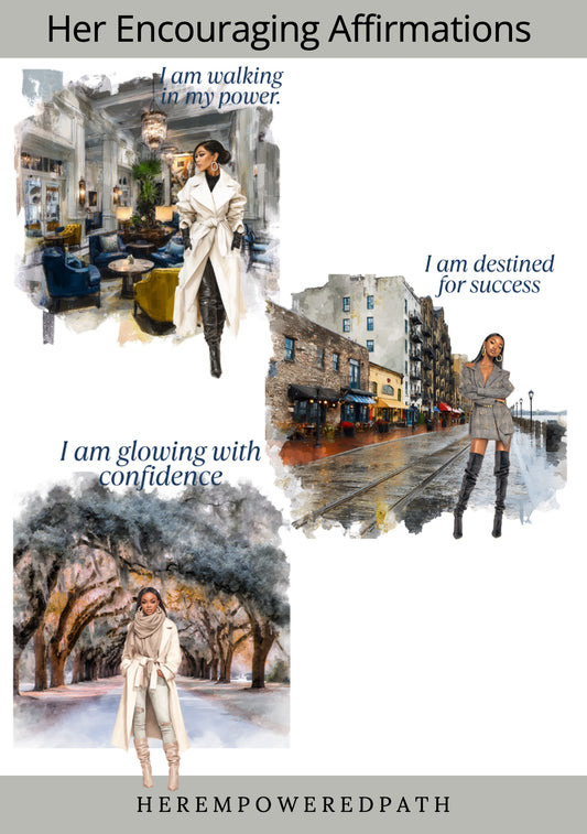 Her Encouraging Affirmations – Digital Sticker Pack for GoodNotes | 24 Uplifting PNGs for Black Women |Planners, Journals, & Vision Boards