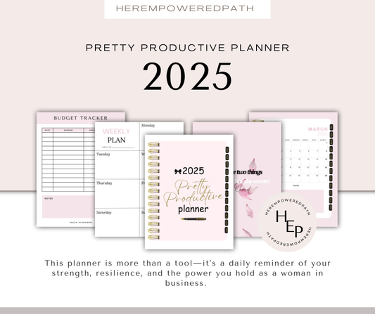 Weekly Planner 2025 - Pretty Productive Planner Aesthetic Dated Digital Business Planner Notebook with To-Do List- Project Planner for Easy Organization and Motivational Quotes